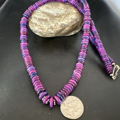 Navajo Pearls Purple Sugilite Pendant Necklace | Sterling Silver Beads | 29" | Authentic Native American Handmade | 16947