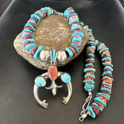 Navajo Men's Turquoise Purple Spiny Naja Pendant Necklace | Sterling Silver | 16967
