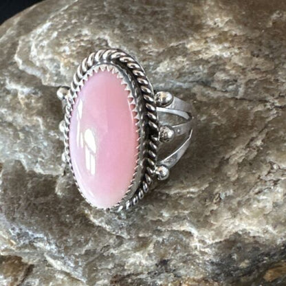 Navajo Oval Pink Conch Ring | Sz 8 | Authentic Native American Handmade | 16046