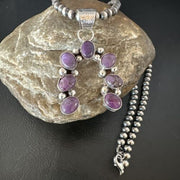 Navajo Horseshoe Naja Purple Sugilite Pendant Necklace | Sterling Silver | Authentic Native American Handmade | 15750