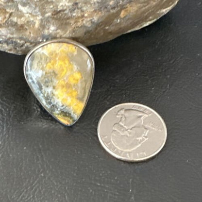 Navajo Yellow Bumblebee Jasper Ring | Sterling Silver | Sz 11 | Authentic Native American Handmade | 16055
