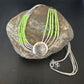 Navajo Green Gaspeite Heishi Concha Necklace | 5 Strand Liquid Sterling Silver | 20" | 15872