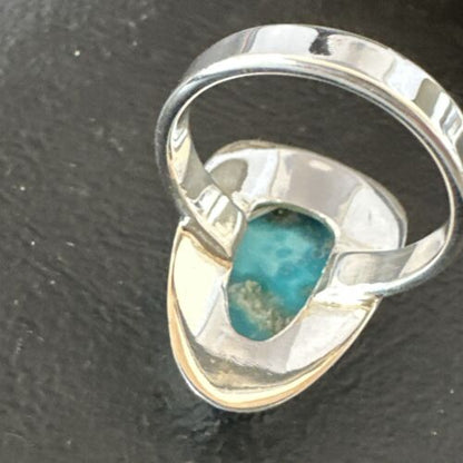 Navajo Blue Kingman Turquoise Ring | Sterling Silver | Sz 9 | Authentic Native American Handmade | 16584