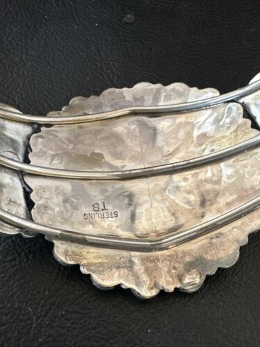 Navajo Blue Turquoise Cluster Cuff Bracelet | Sterling Silver | Old Pawn | Authentic Native American Handmade | 17220