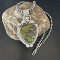 Navajo Green Turquoise Necklace | Sterling Silver | Authentic Native American Handmade | 15038