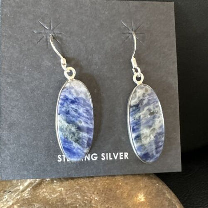 Blue Denim Lapis Dangle Earrings | Sterling Silver | 1" | 15808