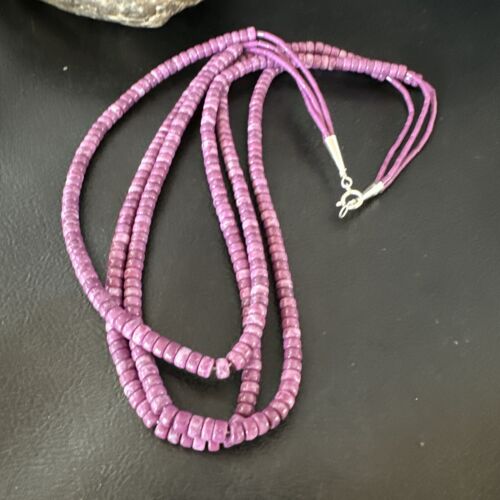 Sugilite Heishi Bead Necklace | 3 Strand | Stabilized Sterling Silver | 20" | 16176