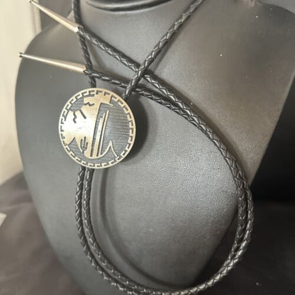 Native American Handmade Men's Bolo Tie | Hopi Sterling Silver | 14323