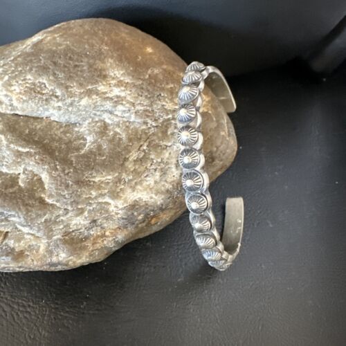 Navajo Stamped Cuff Bracelet | Old Pawn Sterling Silver | Authentic Native American Jewelry | 15163