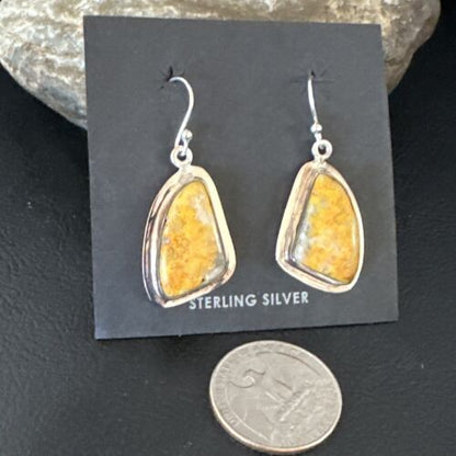 Navajo Bumblebee Jasper Earrings | Sterling Silver | Authentic Native American Handmade | 15823