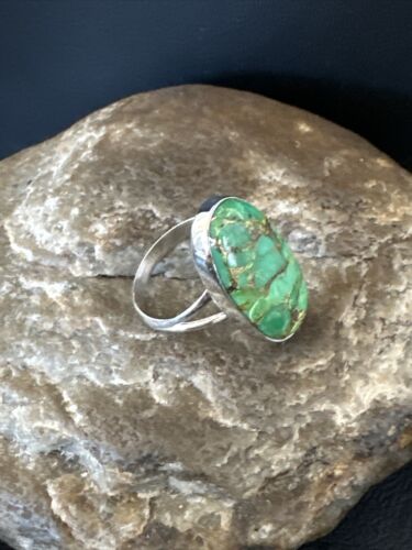 Navajo Green Mojave Turquoise Ring | Sterling Silver | Sz 7 | Authentic Native American Handmade | 15592