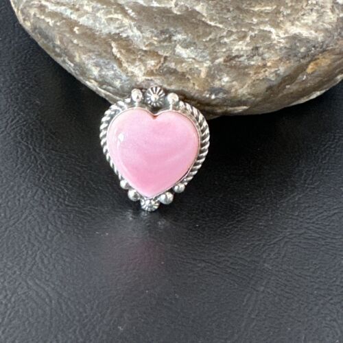 Navajo Pink Conch Heart Ring | Handmade | Sz 9.5 | 16040