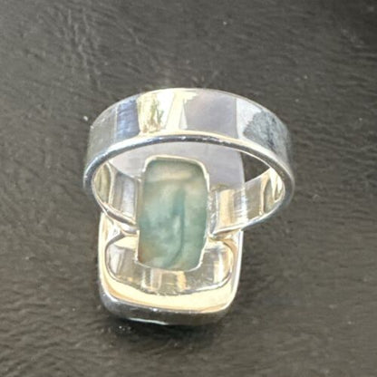 Navajo Blue Larimar Ring | Sterling Silver | Sz 8 | Authentic Native American Handmade | 17648