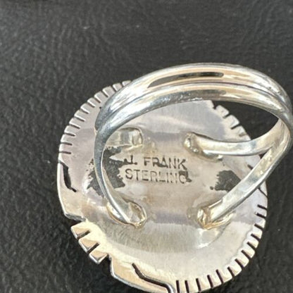Navajo Orange Spiny Oyster Ring | Sterling Silver | Sz 8 | Authentic Native American Handmade | 16035