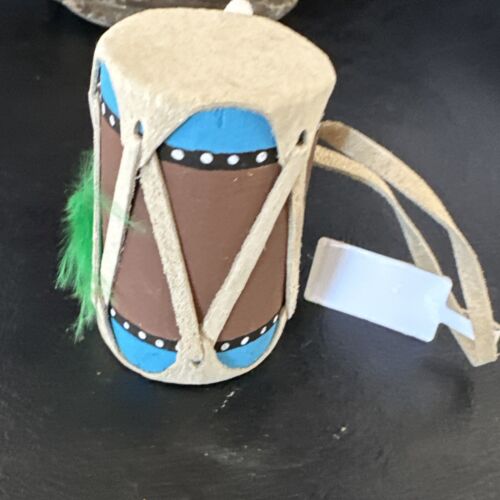 Handmade Miniature Leather Drum Car Charm | 2" Mirror Dangler | 8931
