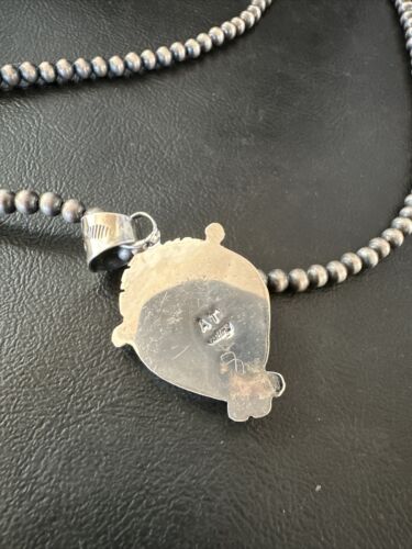 Navajo Orange Spiny Oyster Heart Pendant Necklace | Sterling Silver | Authentic Native American Handmade | 16415