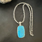 Blue Kingman Turquoise Pendant | Navajo Pearls | Sterling Silver Necklace 20" | 16996