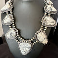 Handmade Navajo White Buffalo Turquoise Choker Necklace | Sterling Silver | 15410