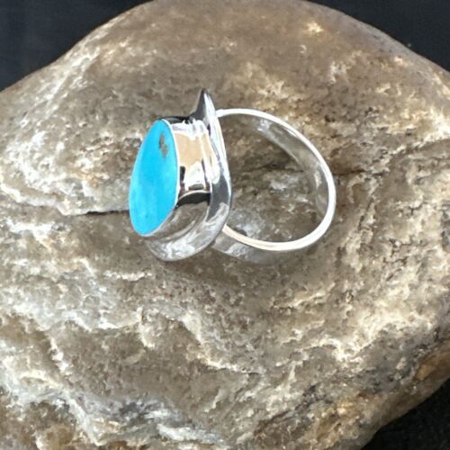 Navajo Blue Kingman Turquoise Ring | Sterling Silver | Sz 9 | Authentic Native American Handmade | 16585