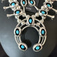 Navajo Kingman Turquoise Squash Blossom Necklace | Sterling Silver | Authentic Native American Handmade | 16087