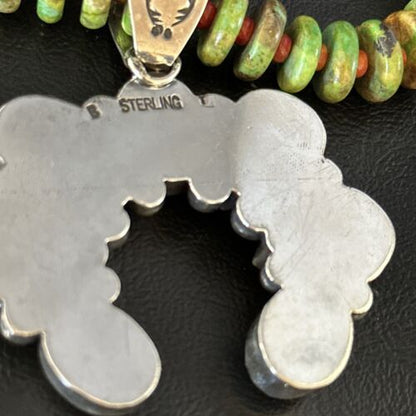 Navajo Turquoise & Spiny Naja Pendant Necklace | Sterling Silver | Native American Handmade | 14234