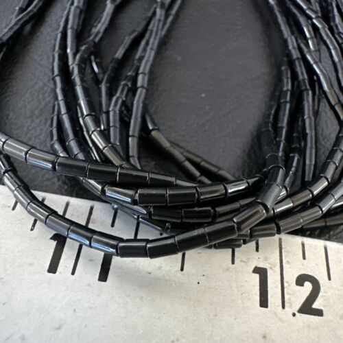 Black Onyx Heishi Tube Necklace | 10 Strand | 24" | Sterling Silver | 16067