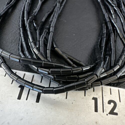 Black Onyx Heishi Tube Necklace | 10 Strand | 24" | Sterling Silver | 16067