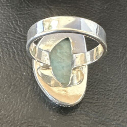 Navajo Blue Larimar Ring | Sterling Silver | Sz 10 | Authentic Native American Handmade | 17652