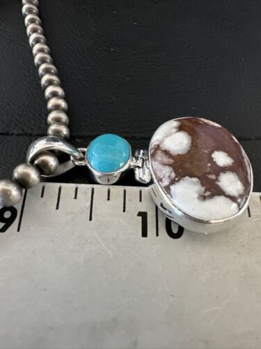 Wild Horse Sterling Silver Necklace | Blue Kingman Turquoise SW Pendant | Multi-Stone | 17306
