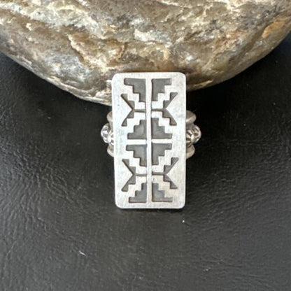 Native American Hopi Rug Design Ring | Sterling Silver | Sz 9 | 16335 - Masha USA