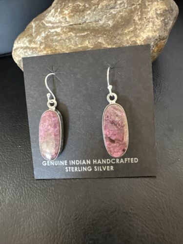 Purple Mojave Turquoise Dangle Earrings | Sterling Silver | Authentic Native American Handmade | 15785