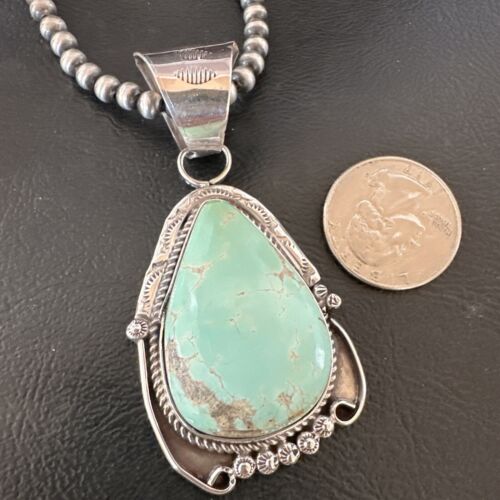 Women's Royston Turquoise Pendant Necklace | Navajo Pearls | Sterling Silver | 17061