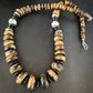 Navajo Coffee Tiger's Eye & Black Onyx Necklace | Sterling Silver Navajo Pearls | 22" | Authentic Native American | 15228