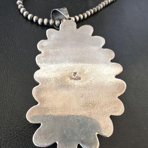 Navajo Blue Kingman Turquoise Cluster Pendant Necklace | Sterling Silver | Authentic Native American Handmade | 16794