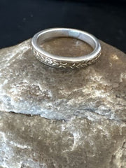 Navajo Stamped Men's Wedding Band | 14K Gold Sterling Silver Ring | Sz 12 | Authentic Native American Handmade | 15464