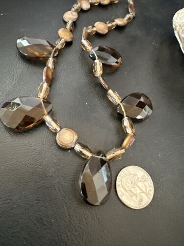 Navajo Smokey Quartz Teardrop Necklace | Sterling Silver | Authentic Native American Handmade | 17495