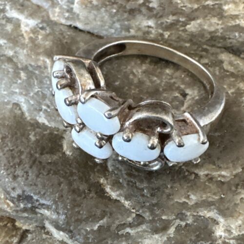 Navajo White Opal Multi-Stone Ring | Authentic Native American Sterling Silver | Multi-Stone | Sz 7 | 17157