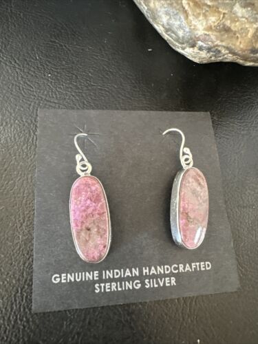 Purple Mojave Turquoise Dangle Earrings | Sterling Silver | Authentic Native American Handmade | 15785