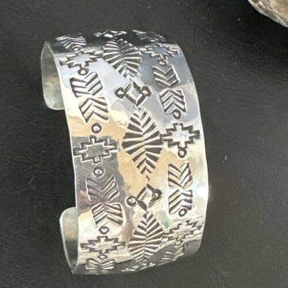 Navajo Stamped Cuff Bracelet | Sterling Silver | Authentic Native American Handmade | 17458