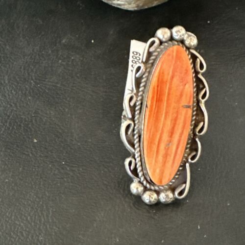 Native American Men's Spiny Oyster Ring | Navajo Sterling Silver | Sz 8.5 | 16889