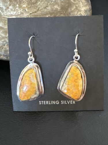 Navajo Bumblebee Jasper Earrings | Sterling Silver | Authentic Native American Handmade | 15823
