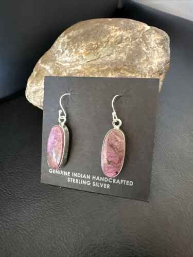 Purple Mojave Turquoise Dangle Earrings | Sterling Silver | Authentic Native American Handmade | 15785