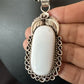 Navajo Pearls White Buffalo Turquoise Necklace Pendant | Sterling Silver | Authentic Native American Handmade | 15707