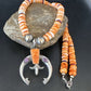 Men's Orange Spiny Oyster Sugilite Naja Pendant Necklace | Navajo Sterling Silver | 22" | Authentic Native American Handmade | 15226