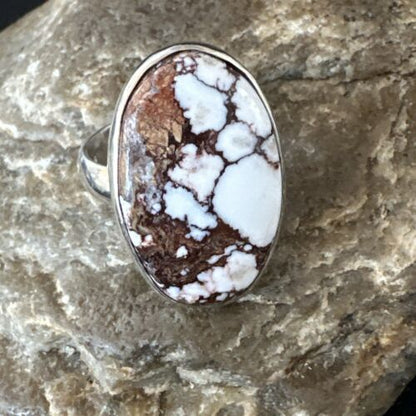 Men's Women's Wild Horse Turquoise Ring | Navajo Sterling Silver | Sz 8 | Authentic Native American Handmade | 17356