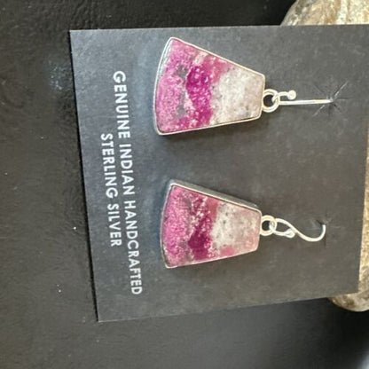 Purple Mojave Turquoise Dangle Earrings | Sterling Silver | Authentic Native American Handmade | 15782