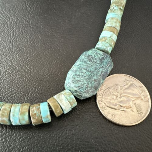 Navajo Turquoise Nugget Heishi Bead Necklace | Sterling Silver | Authentic Native American Handmade | 20" | 17144