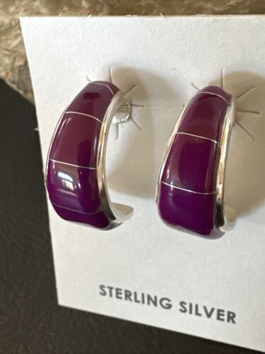 Southwestern Purple Sugilite Inlay Earrings | Sterling Silver | 1" | 16744
