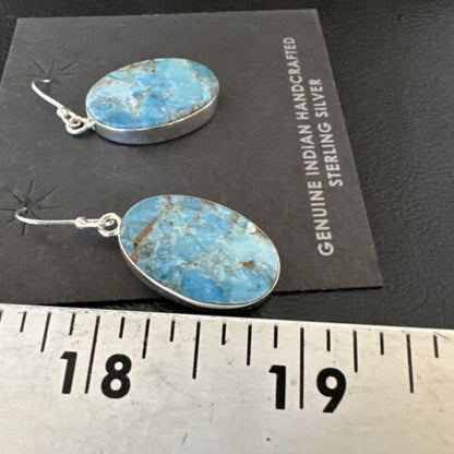 Southwestern Blue Denim Lapis Dangle Earrings | Sterling Silver | 1" | 15797