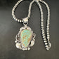 Navajo Blue Turquoise #8 Pendant | Sterling Silver Necklace with Pearls | Authentic Native American Handmade | 15901